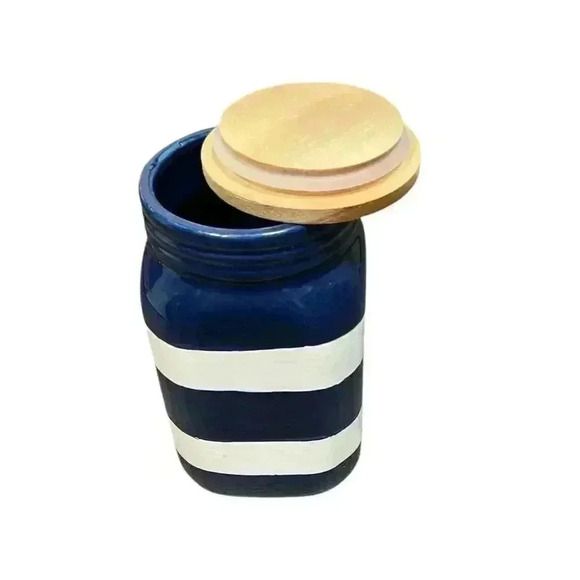 Threshold Glass Container Handmade Blue and White With Lid - Picture 7 of 10
